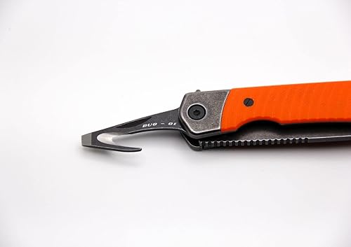 Miniatura 10 de REVO Knives Duo Drop Point con cortador auxiliar, verde, hoja 9CR con incrustaciones G10 en asas de acero inoxidable, multiherramienta de bloqueo,