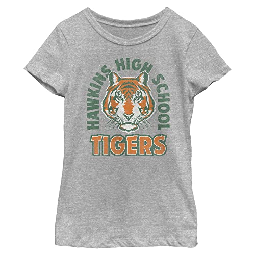 Netflix Stranger Things Hawkins High School Tigers Arch Girls Short Sleeve Tee Shirt
