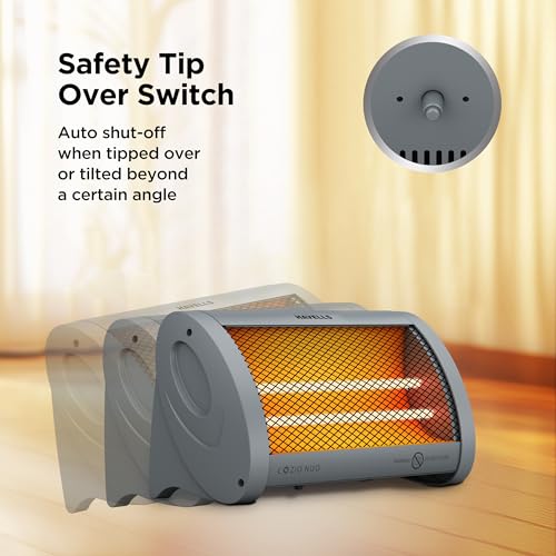 Image of Havells Cozio Nuo Room Heater| Dual Heat Setting 400 /800 Watt| Dual Quartz Heating Rods| Silent Operation| Tip Over Protection| Fire Retardant Material| Anti Rust Reflector| 2 Year Warranty(Grey)