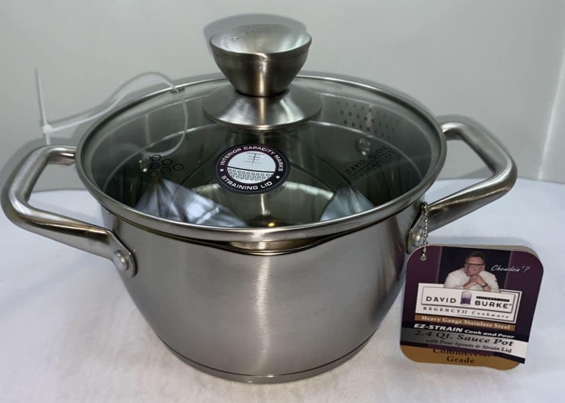 David Burke Regency II Heavy Gauge EZ-Strain 2.4 Qt. Sauce pot with side handles (M-12238)