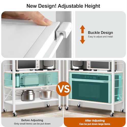 Image of Himix 6-Tier Foldable Storage Shelves Expandable Shelf Wheels White 2-in-1 | Folding shelving units, Metal collapsible organization, Changeable into 2 shelf units, Garage, Kitchen, Holds 3600 Ibs