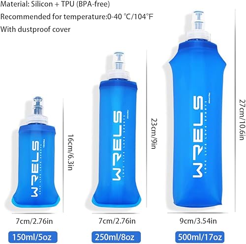 Miniatura 5 de Frasco de agua suave para correr, botellas de agua blandas plegables pequeñas sin BPA para deportes, senderismo, paquete de hidratación de 5 onzas,