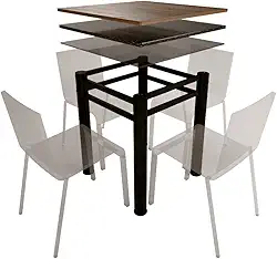 Base Para Mesa De Vidro Jantar 4 Lugares Preta Quadrada