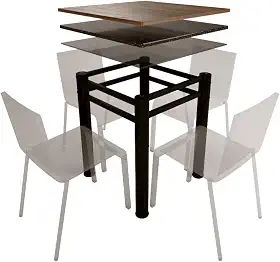 Base Para Mesa De Vidro Jantar 4 Lugares Preta Quadrada