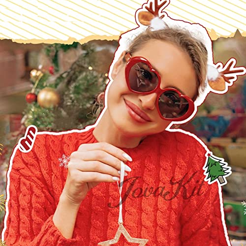 Jovakit Polarized Heart Shaped Sunglasses For Women Vintage Fashion Lovely Retro Oversized Eyeglasses Style Uv400 Protection Lens (Red/Grey) #TOP3