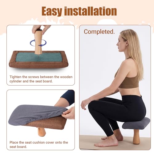 Meditation Bench - Yoga Bench,Wooden Zen Meditation Stool Kneeling Bench for Mindfulness Practice Tea Ceremony and Relaxation Ergonomic Design for Comfort and Support Househol (Blue) - Image 5