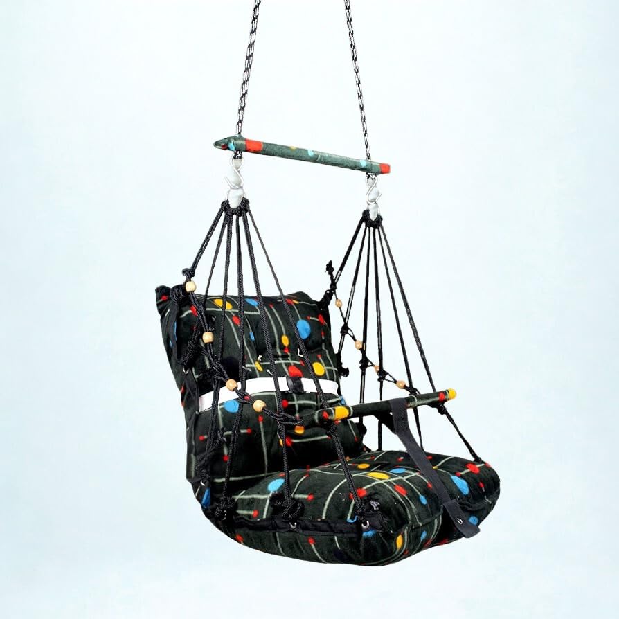 Swing Hammock, Multicolor DOTT Pattern, Hanging Cradle with Colorful Beads, Indoor Outdoor-image-18