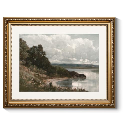 ARPEOTCY Vintage Gold Framed Wall Art, Retro Seaside Landscape Paintings,
