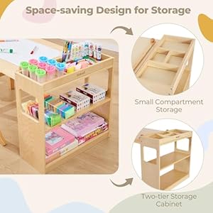 Kids Art Table & 2 Chairs Set with Roll Paper - Spacious Craft Table with Storage Shelves for Drawing, Activities, and Study - Ideal Wooden Furniture for Creative Play Kids Art Table 2 Chairs Set with Roll Paper Spacious Craft Table with Storage Shelves for Drawing Activities and Study Ideal Wooden Furniture for Creative Play