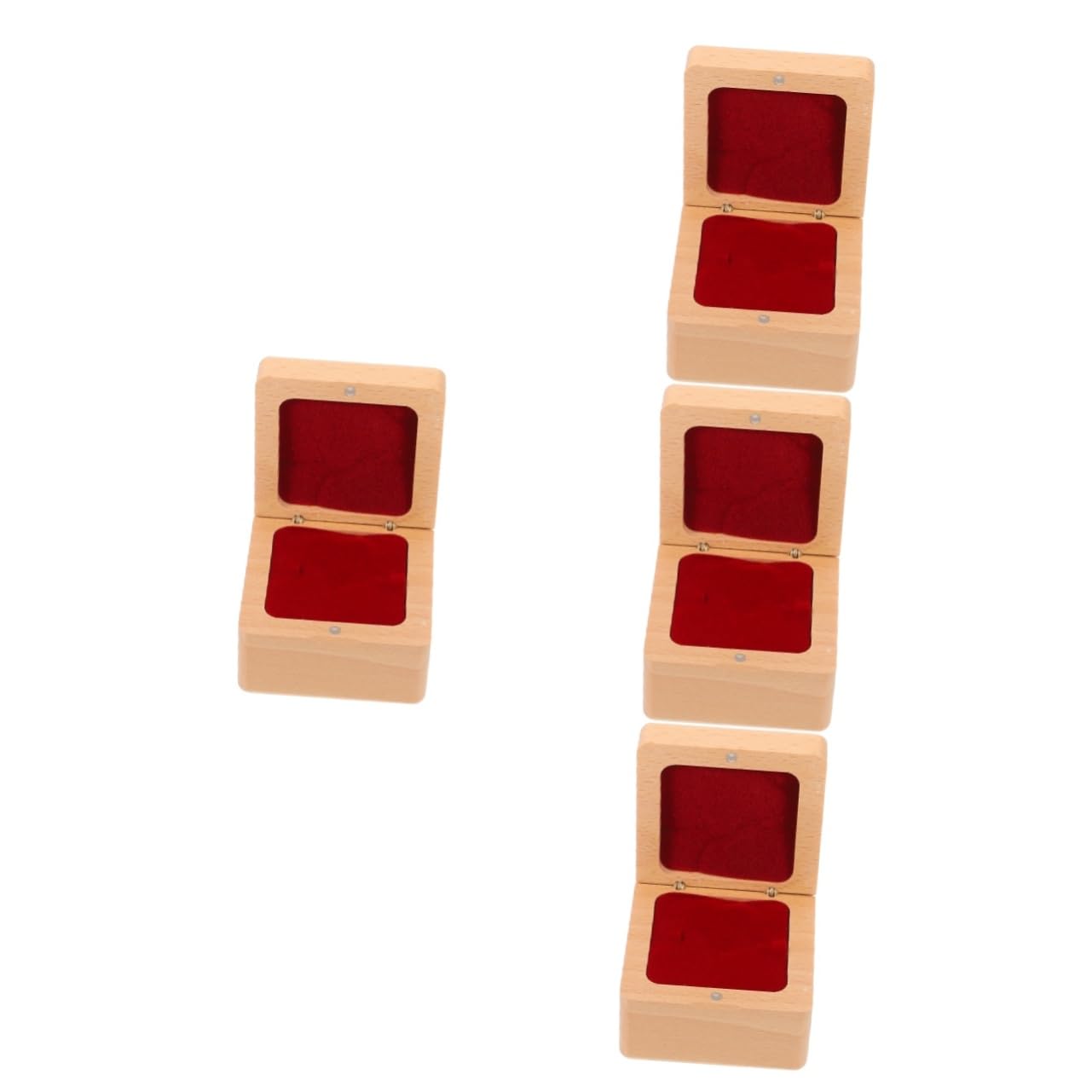 Beavorty 4 Pièces Boîte à Anneaux Bois de Hêtre Organisateur de Multifonctionnel pour Alliances et Boucles Oreilles Rangement Durable et Élégant pour Fiançailles