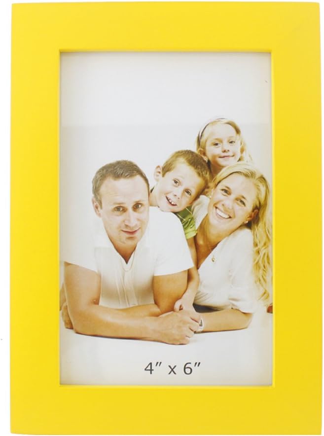 Zhenzan Frames Classic Rectangular Wood Desktop Family Picture Photo Frame with Glass Front (Yellow,4x6)