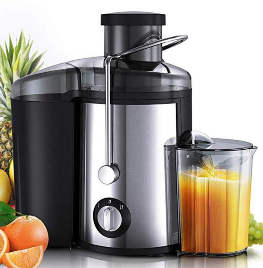 Royal Swiss Centrifugeuse Verticale 600W – Slowjuicer Extraction à Froid, Réservoir Jus 600ml, Bac à Pulpe 1L, 3 Vitesses, Anti-Goutte, Design Compact et Élégant