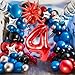 4th Birthday Balloons Decorations, Royal Blue Black Red Silver Balloons Arch Kit with 40 Inch Red Number 4 Balloon Tower, Star Foil Balloons for Boys Birthday Party Supply