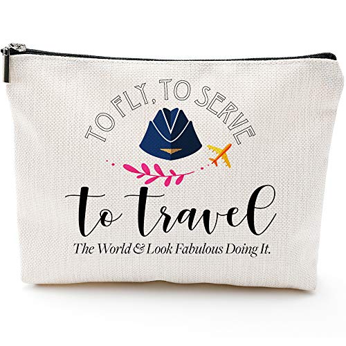 Flight Attendant Gifts for Women-to Fly to Serve to Travel- Makeup Travel Case,Makeup Bag Gifts