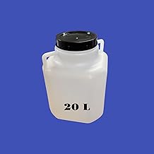 Jordan & Jordan - 20 litre plastic canister with wide opening (diameter 18.5 cm) – Food and drinking water storage – Ergonomic handle and airtight lid – Lightweight and durable