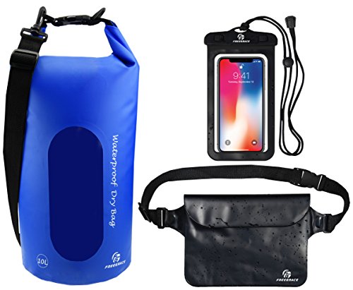 Freegrace Waterproof Dry Bags Set of 3 Dry Bag with 2 Zip Lock