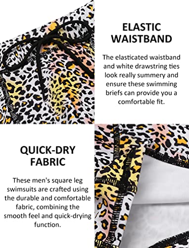 Coofandy Men Swimming Shorts Cheetah Printed Compression Beachwear Shorts (Pattern11 M) #TOP4