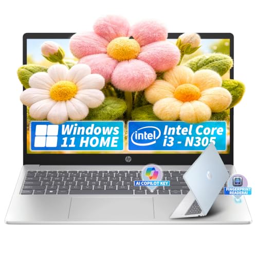 Image of HP Laptop for Students and Business, Intel 8 Core i3-N305 Processor, 8GB RAM, 256GB PCIe SSD, 15.6 inch FHD IPS Micro-Edge Anti Glare Display, Fingerprint Reader, Webcam Privacy Shutter, Win 11 Home, Blue