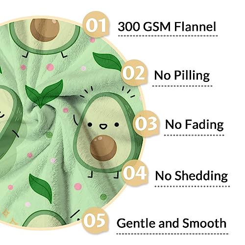 Blanket for Girls - 50"x60" Cute Avocado Throw Gifts - Green Soft Fuzzy Blankets for Bed, Couch & Living Room