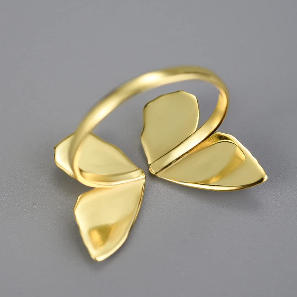 Anello In Argento Sterling 925,S925 Sterling Silver Farfalla Anello D'Oro Anelli Regolabili Eleganza Minimalista Anello Aperto Argento Eternity Ring Fascino Di Nozze Gioielli Regali Pe