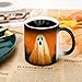 Jubonexis Taza de café de cerámica con diseño de fantasma en naranja que cambia de color con calor Imagen de Jubonexis Taza de café de cerámica con diseño de fantasma en naranja que cambia de color con calor