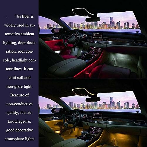 Image of 3mm 5meters /16ft PMMA Optic Fiber Cable Side Glow with 12V 1.5W LED Aluminum Illuminator Light Source for Home Car DIY (Red)