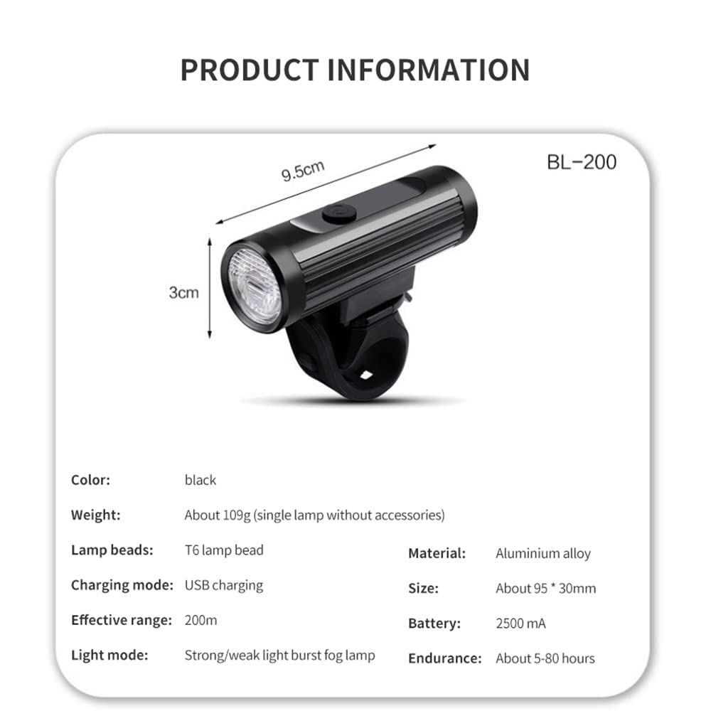 Luz Delantera para Bicicleta de 2500 mA con Carga USB, Resistente al Agua, para Bicicleta de montaña y para Paseos nocturnos. Accesorios para Bicicleta.