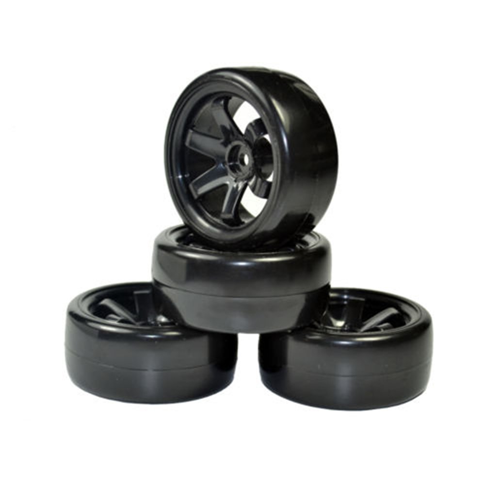 LAFEINA Lot de 4 pneus de voiture 1/10 RC Drift et jantes pour Traxxas HSP Tamiya HPI Kyosho On-Road Drift Car