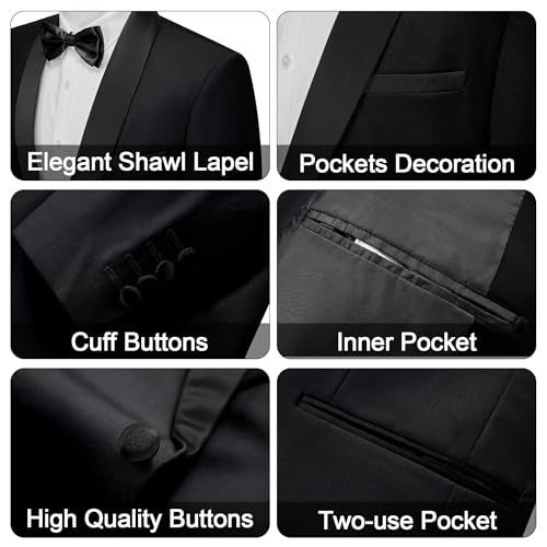 MAGE MALE Mens Tuxedo Jacket Shawl Lapel Suit Jacket Slim Fit Blazer Jacket for Dinner,Prom,Wedding3
