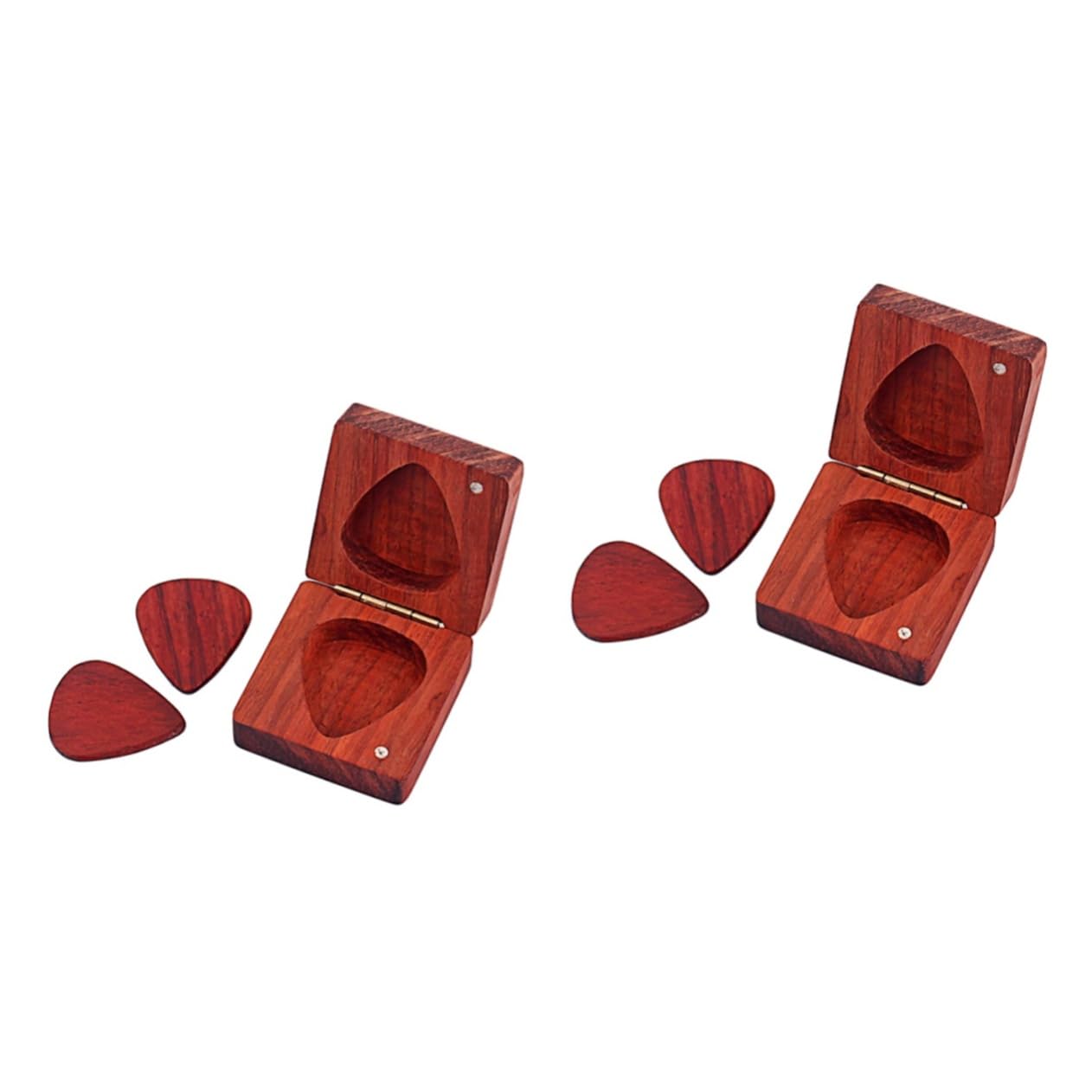 BESTonZON 2 Piezas estuche para púas de guitarra bajo púas de guitarra variadas púas de puas de guitarra electrica Palo de rosa caja de selección elegir De madera rojo