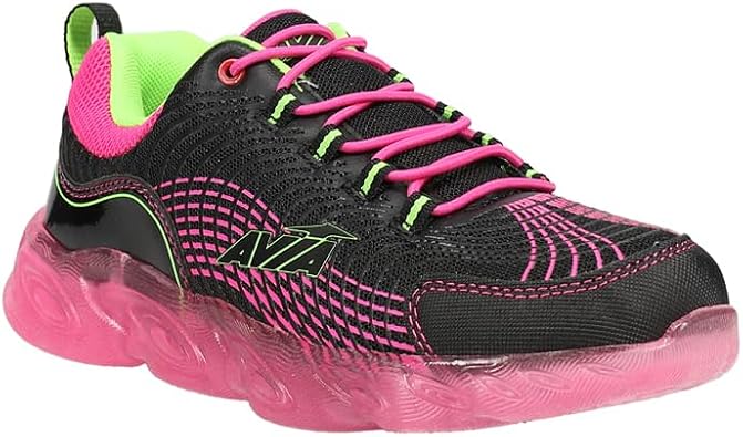 Avia Kids Girls Avi-Ignite Light Up Slip On - Sneakers Shoes Casual - Black, Pink