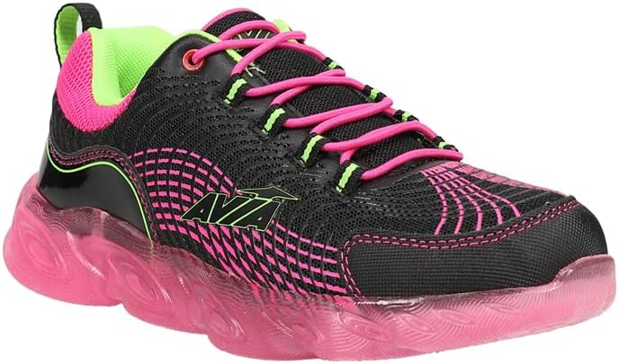Avia Kids Girls Avi-Ignite Light Up Slip On - Sneakers Shoes Casual - Black, Pink