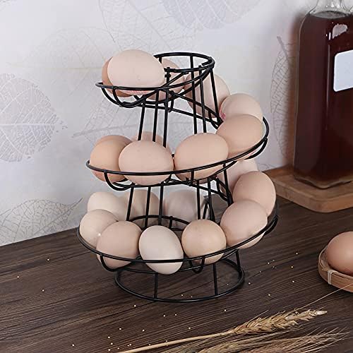 Kitchen Storage Spiral Egg Holder Stand Rack, Kitchen Metal Egg Skelter