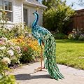 chisheen Outdoor Solar Peacock Decor Garden Statue Metal Yard Art Decoration Outdoor Sculptures for Backyard,Patio,Lawn,Wedding, for Women