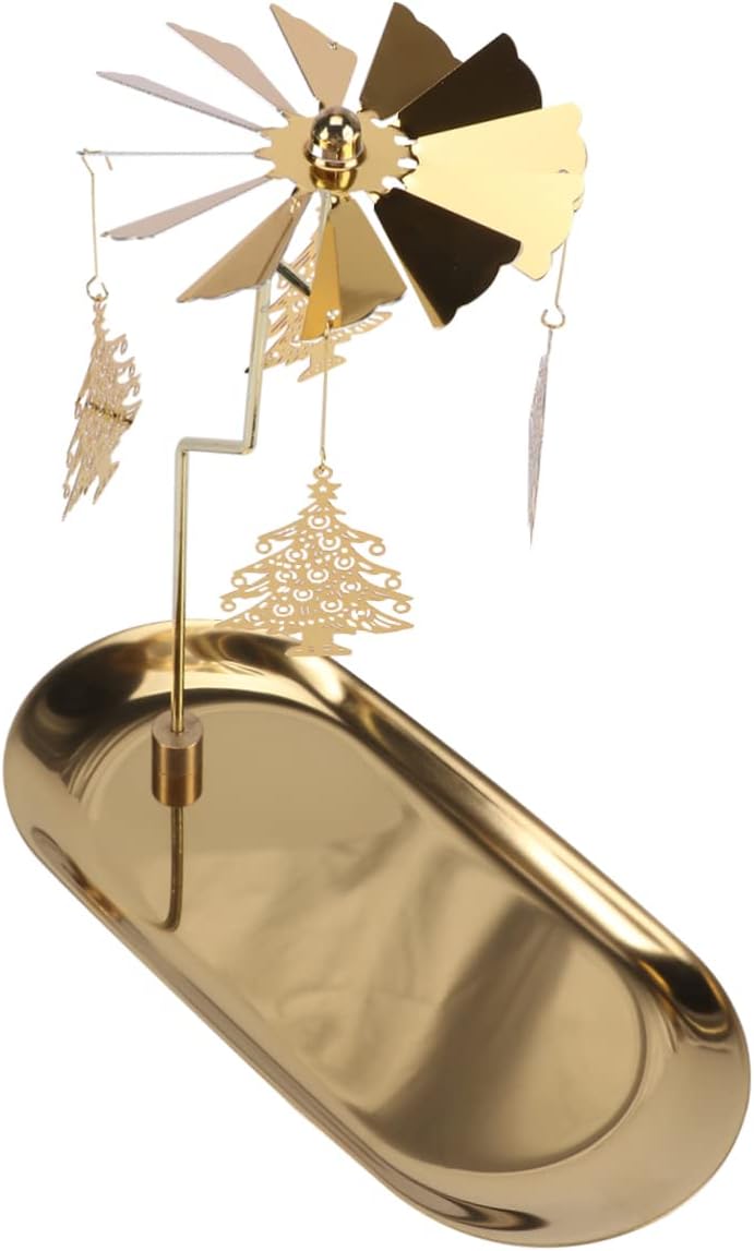 Garneck Christmas Tree Candle Candle Holder with Golden Small Tray for Elegant Indoor Outdoor Decor for Holiday Atmosphere and Table Centerpieces