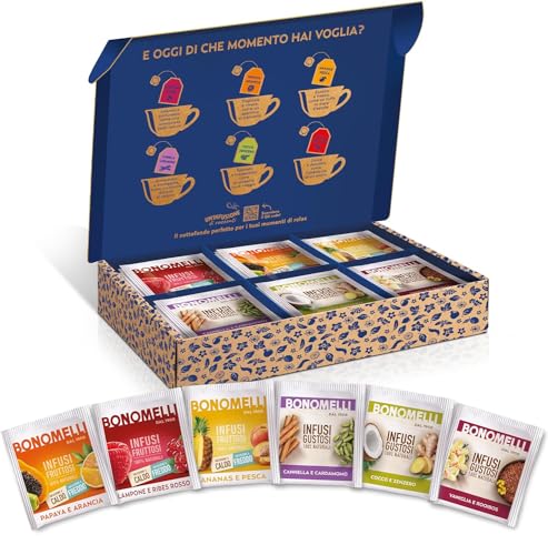 Bonomelli - Box Mix Infusi, 36 Bustine. 3 Gusti Fruttosi e 3...