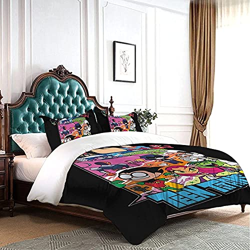 DZXWYM Teen Titans Go Dekbedovertrek Set, Teen Titans Go Beddengoedset, Cartoon Dekbedovertrek, Pluizig en zacht… - Image 4