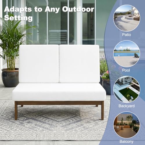 Image of Pia Ricoo 1-Piece Patio Furniture Set, Outdoor Loveseat with 4.5-Inch Thick Cushions, All-Weather Outdoor Sofa for Backyard, Deck, Lawn - Beige (Split Back)