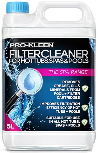 Pro-Kleen MY1437 Hot Tub Pool & Spa Filter Cartridge Cleaner 5L-10 Treatments-Improves Efficiency-Deeply Cleans and Removes Oils Grease and Minerals Multi