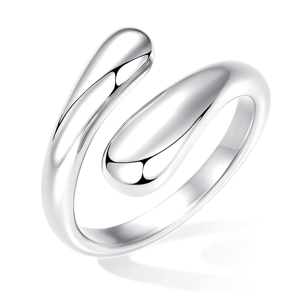 Non Tarnish Gold Chunky Rings for Women, 14K Gold Plated Statement Dome Rings Stacking Silver, Adjustable Mens Eternity Wedding Band Mixed Metal Jewelry Size 3-13