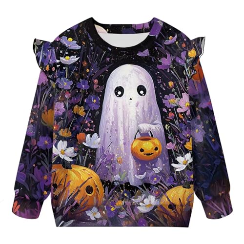 Graphic Sweatshirts for Girls Toddler Crew Neck Sweatshirt Casual Pullover Tops with Ruffle Sleeves Outfits
