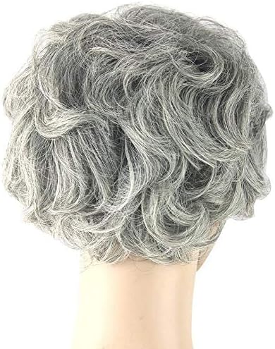 Women's Fashion Short Wavy Curly Grandma Grey Cosplay Wigs Daily Wearing - Image 5