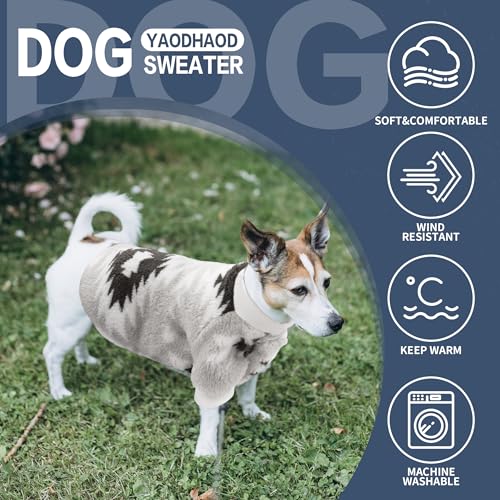 YAODHAOD Hund Pullover für kleine Hunde, Fleece Hund Pullover, Ethnische Stil Winterkleidung, Ultra weiche thermische Winter warme Welpen Sweatshirt (Weiß, S)