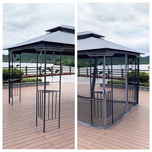 Cemkar Canopy Tent Gazebo 10' X 13' Grill Gazebo For Patios Bbq Outdoor Patio Large Garden Top Gazebo With Sidewall Party Tent,Ventilated Double Roof/Detachable Mesh Screen On All Sides (Gray Top) #TOP5