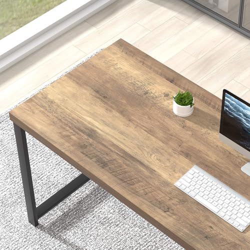 FOLUBAN Computer Desk, Modern Home Office Desk with Storage Shelves, Writing Study Gaming Table for Living Room Bedroom, Rustic Oak, 53 Inch - Image 5