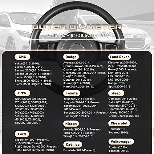 SEG Direct Car Steering Wheel Cover for F-150 Tundra Range Rover 15.5-16 inch, Black Microfiber Leather - Thumbnail 5