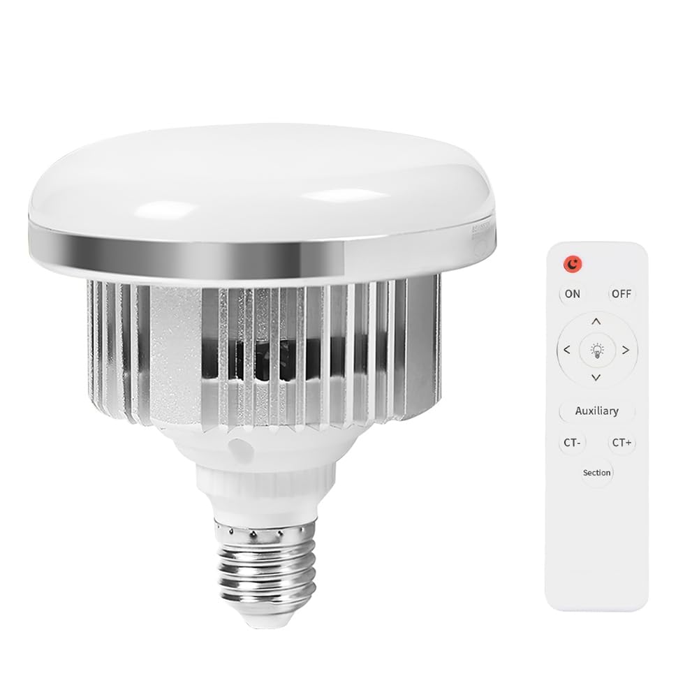Tagtight 85W LED Photo Light Bulbs E27 Base Lamp with Remote Control Dimmable Daylight Bulb, LED Photo Studio Lamp Saving for Reflector and Photo Studio Softbox Home