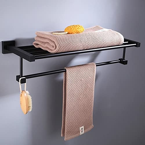 Étagère serviette pliante noire 40cm pour optimiser l'espace mural de douche - 3