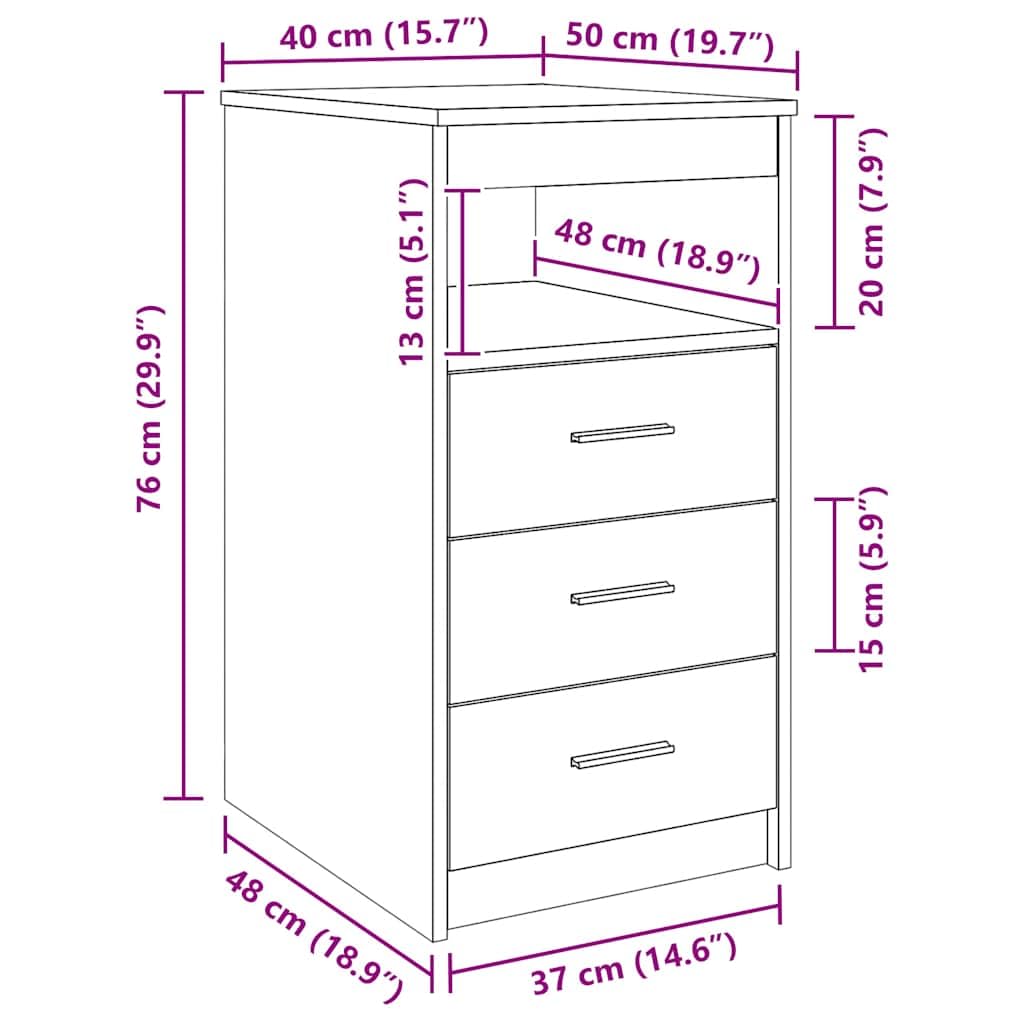 Cassettiera Legno Multistrato Grigio Cemento 40x50x76 cm | Mobiletto salvaspazio con 3 cassetti e mensola superiore, ideale per organizzare documenti in ufficio o studio.