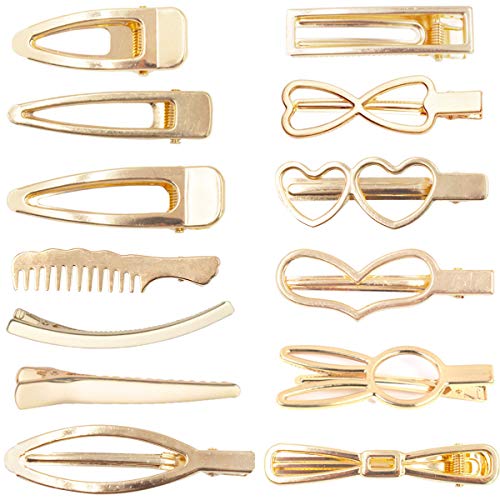 DED Duck Bill Hair Clips for Women, Cute Gold Hair Barrettes Metal Bobby Pin HairClips For Women Baby Girls,Pack of 13